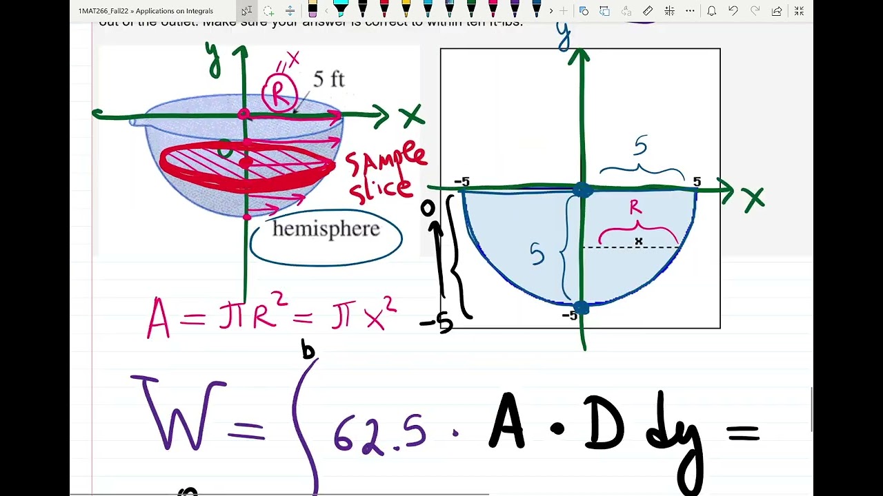 7.6 HW#9: Find Work for pumping water out of the hemispherical tank