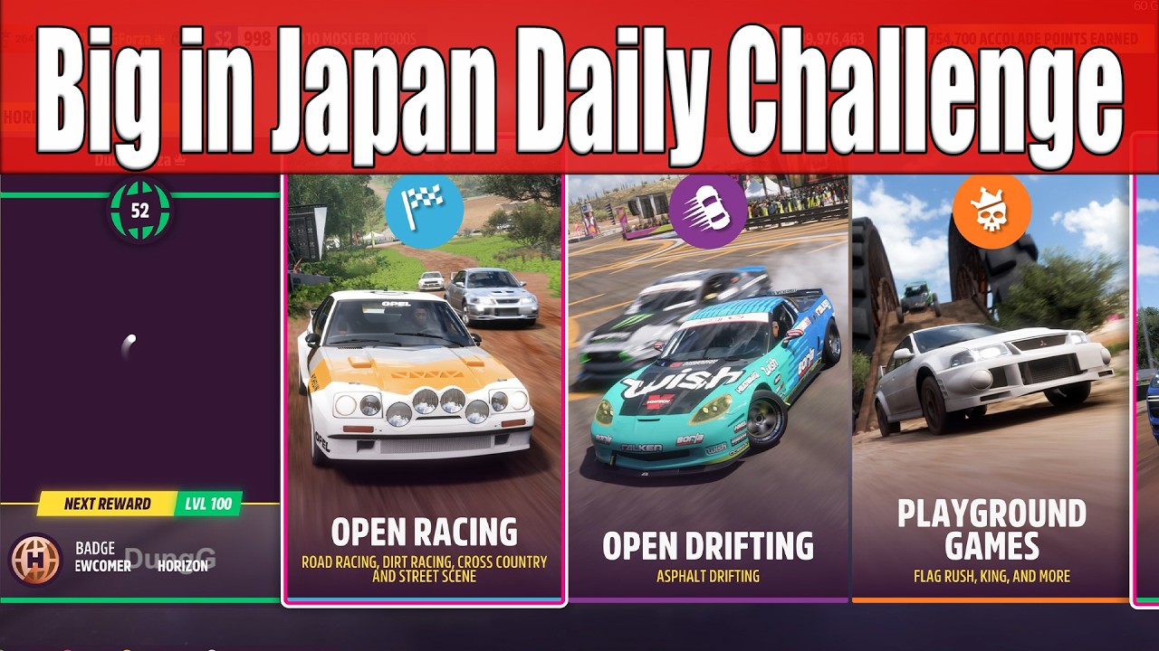 Forza Horizon 5 Big in Japan Daily Challenge Complete a Horizon Open Race in any car from Japan