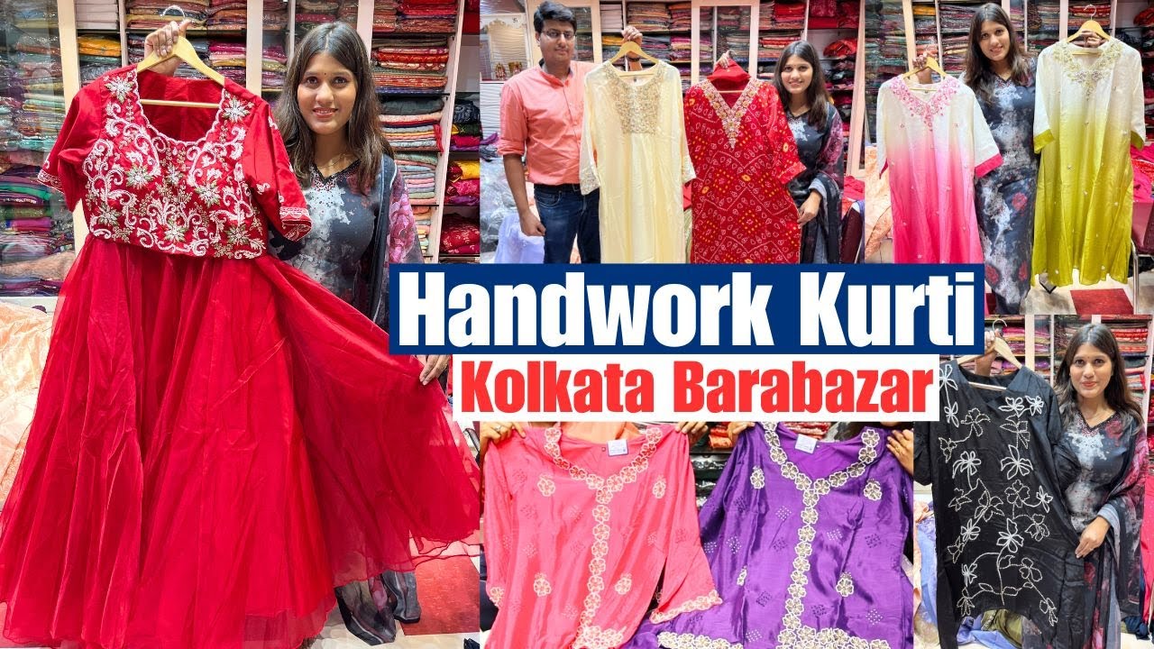 Handwork 3 peice Kurti & Indo Western Collection Cotton Street Kolkata Barabazar