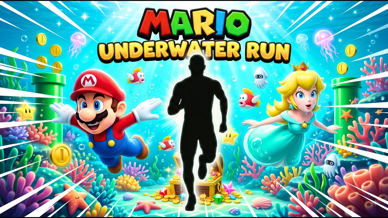 SUPER MARIO UNDERWATER RUN 🌊 Immersive Interactive Warm Up | Fitness Workout