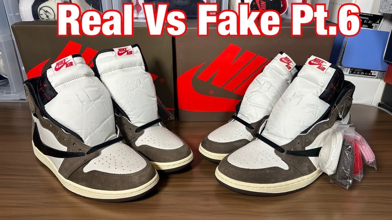 Air Jordan 1 High x Travis Scott Dark Mocha Real vs Fake Pt.6 Последняя версия LJR.