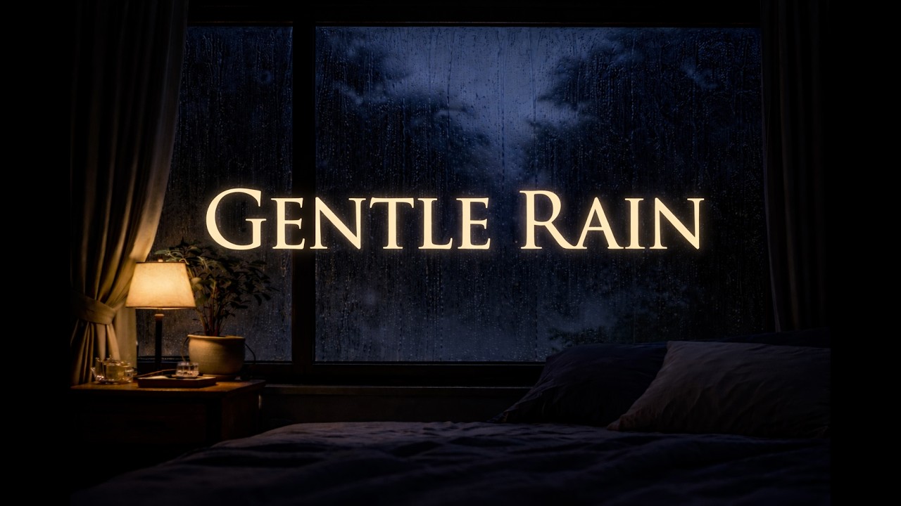Gentle Rain on Bedroom Window at Night | Dark Room Sleep Sounds (10 Hours)