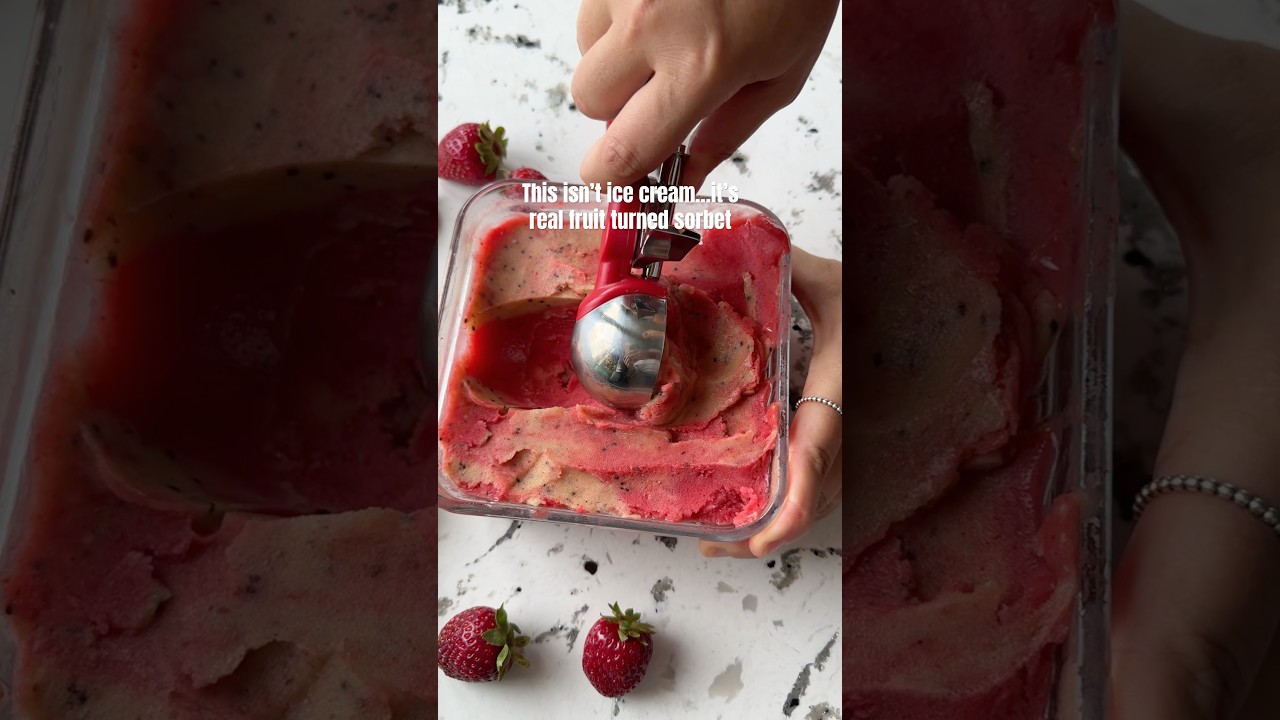 Strawberry Kiwi Sorbet in the Nama J2 &ndash; Summer Treat! #summertreat #sorbet #summertime #healthy