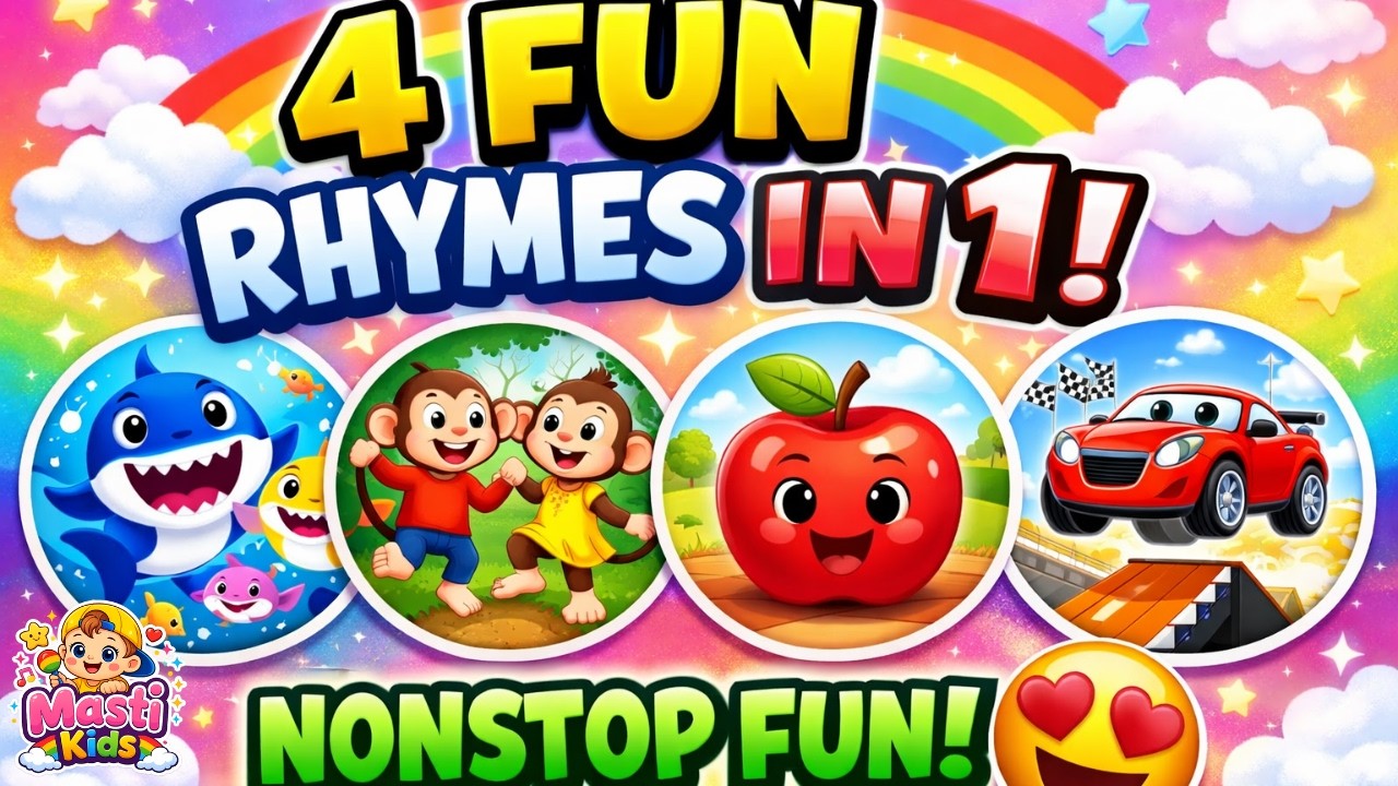 2️⃣ Nonstop Kids Fun! 🎵 4 Rhymes in 1 | Baby Shark & More | Nursery Rhymes Collection