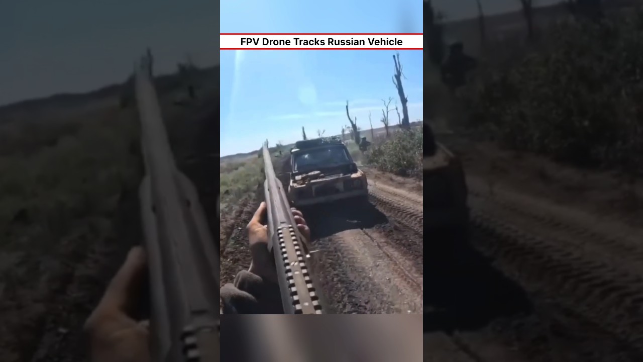 Ukrainian FPV Drone Hunts Russian Military Vehicle