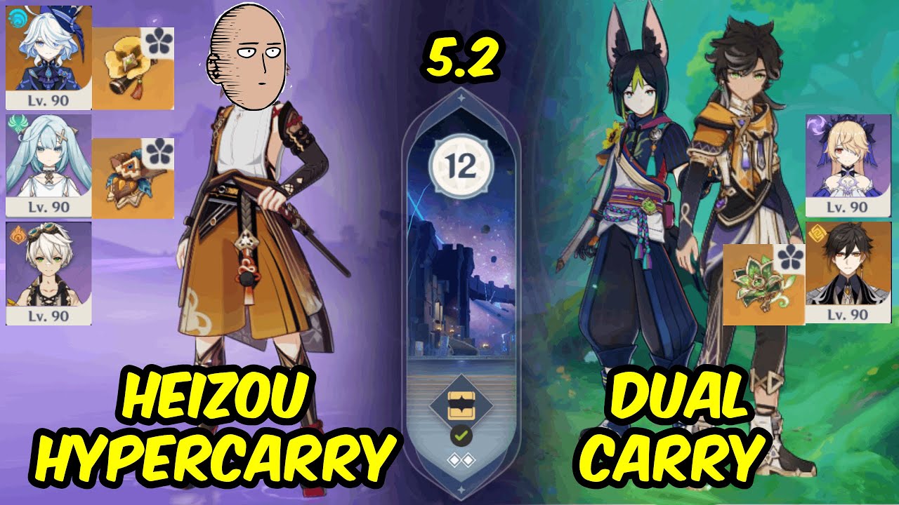 c5 Heizou Hypercarry and Sethos & Tighnari Dual Carry - 5.2 Spiral Abyss Genshin Impact
