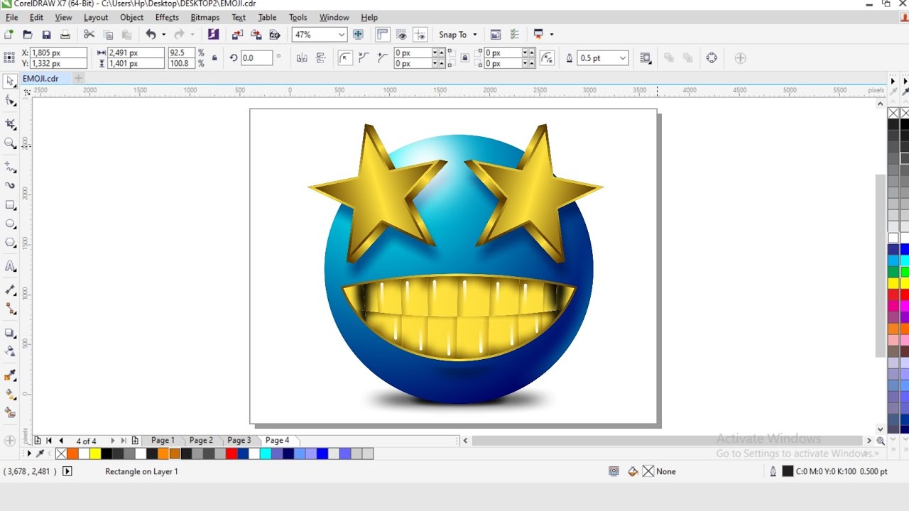 Coreldraw beginners tutorial, graphics design, 3D emoji graphics design, logo design