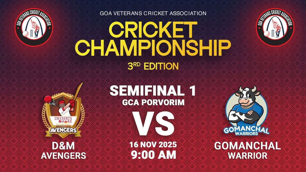 SEMI FINAL1 |GCA | D&M WARRIORS  VS GOMANCHAL WARRIORS| GOA VETERANS CRICKET ASSOCIATION |3R EDITION