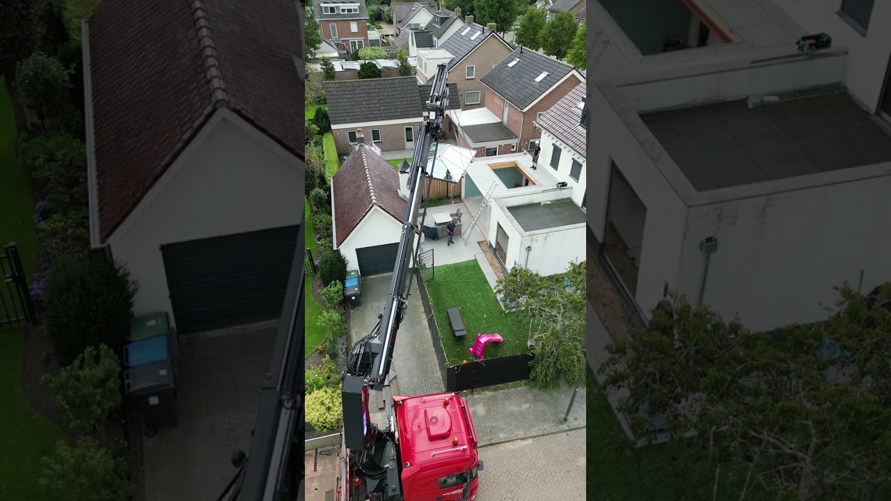 Schilddak lichtstraat plaatsing autolaadkraan - Winters Lichtstraten
