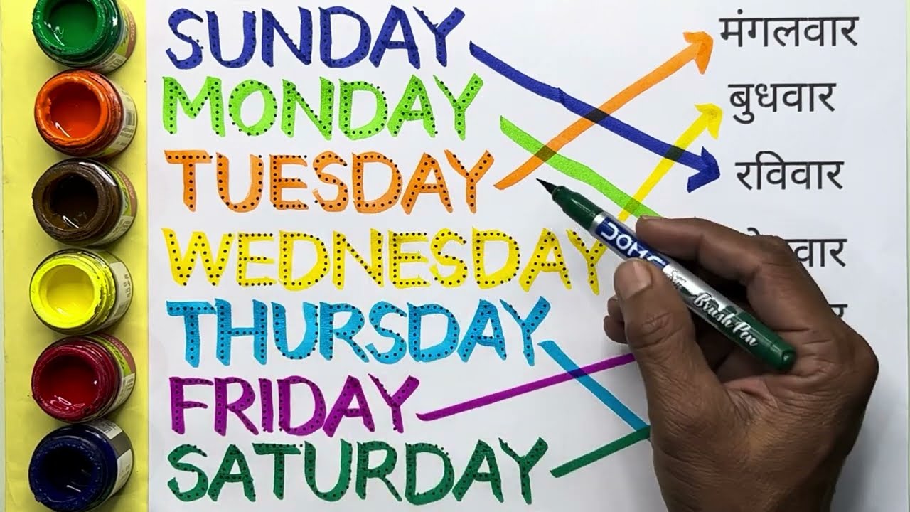 Weeks Name !! Sunday Monday !! week of the day with spelling ।। सप्ताह के दिनों के नाम