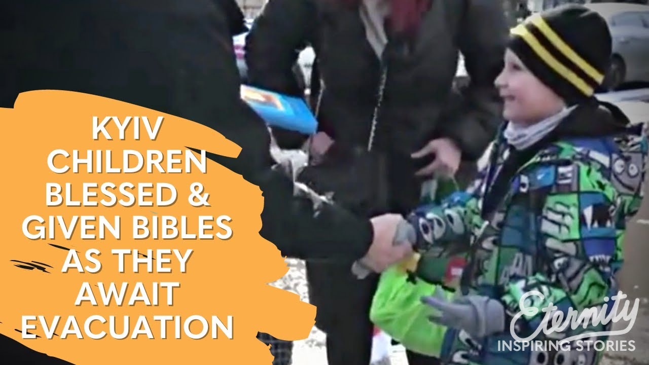Kyiv children blessed and given Bibles as they await evacuation