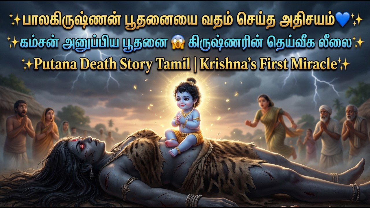 10 நாள் குழந்தையா? இல்லை பரமாத்மாவா? ✨ Putana Death Story Tamil | Krishna’s First Miracle