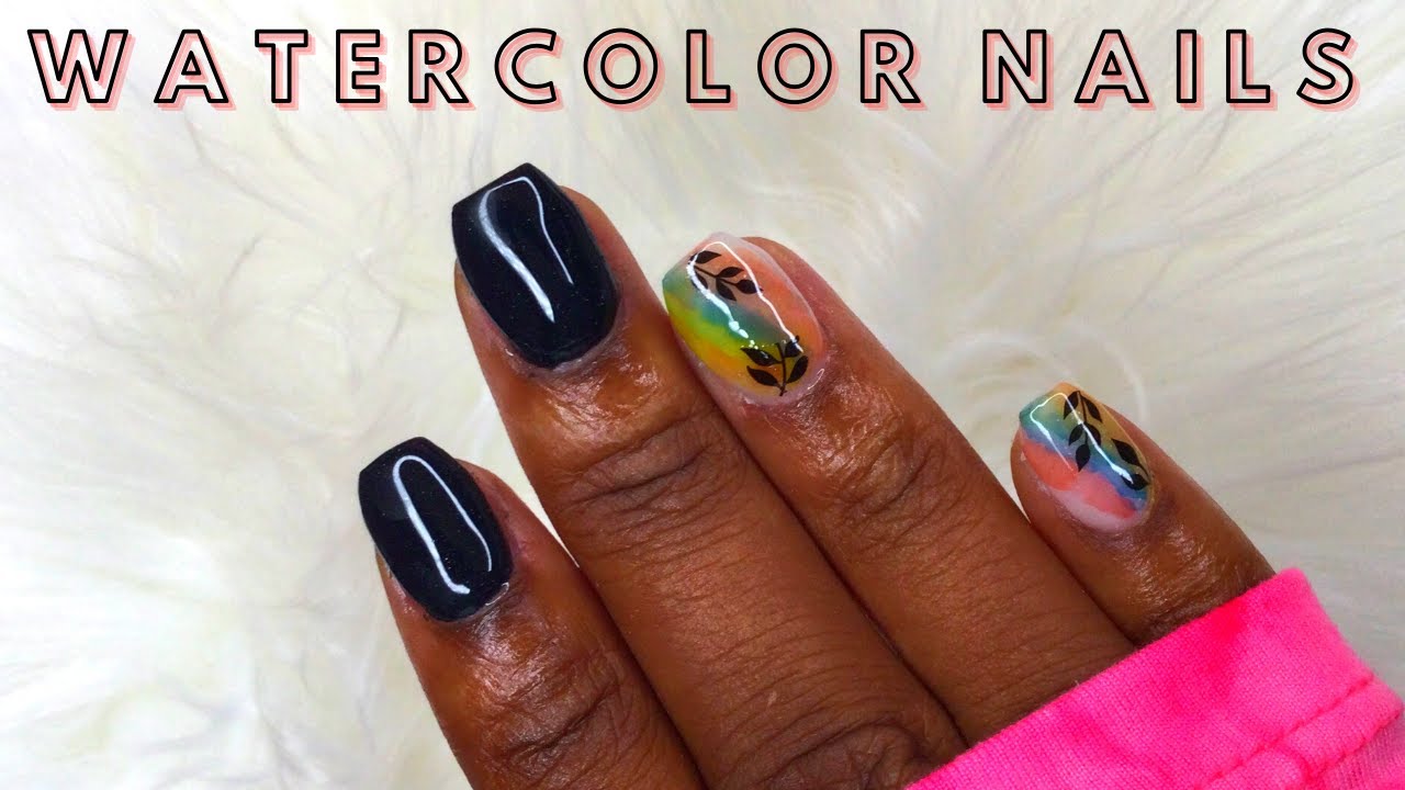 DIP POWDER ON NATURAL NAILS | Water Colors Nail Design | How To Apply Water Decals
