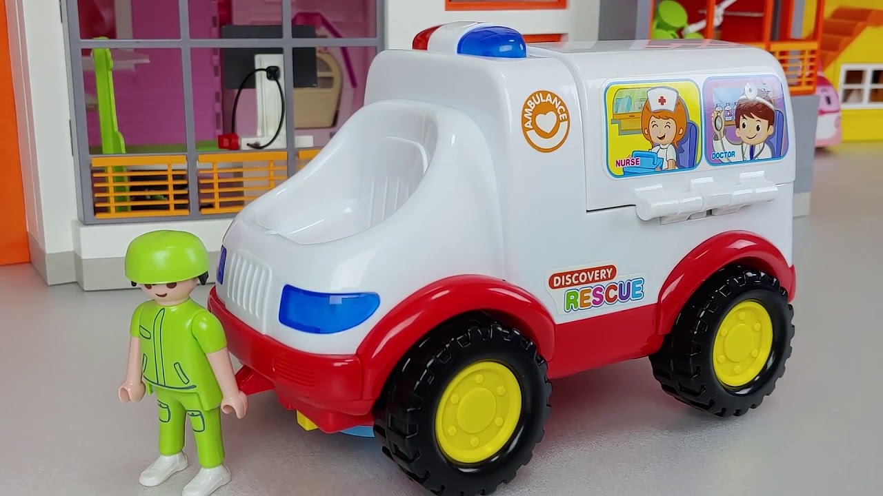 Masha and Bear PlayMobil doctor and Hospital toys Ambulance car play