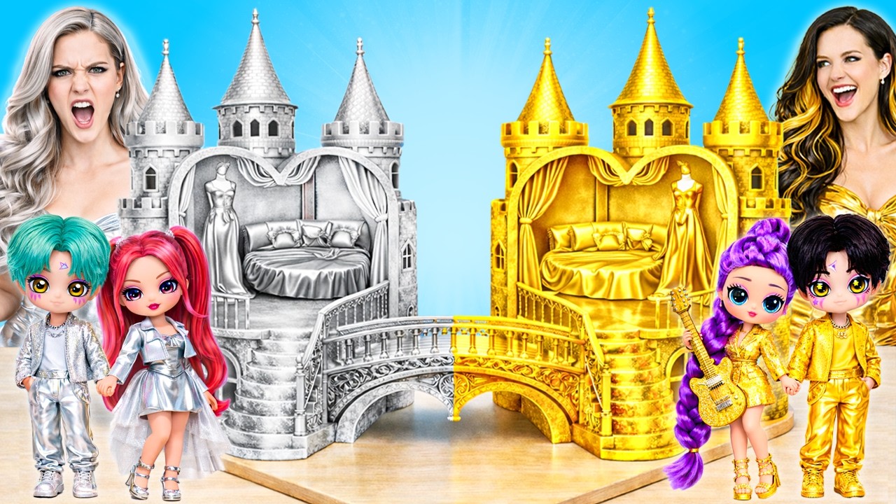 We Build Amazing Rumi Gold VS Mira Silver House | DIYs For K-Pop Demon Hunters by PiPi Pop ESP