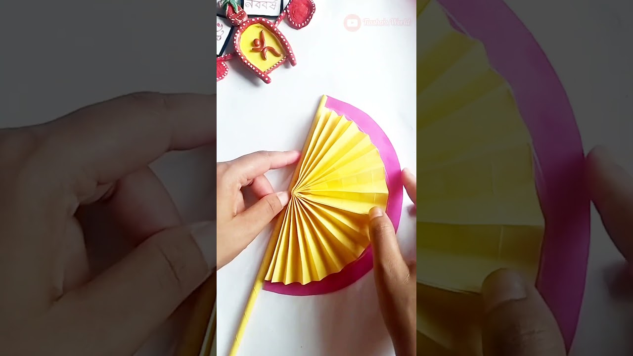 ১লা বৈশাখ Fan Craft | Traditional Paper Fan DIY | Bengali Festival Special  #poilaboishak #১লাবৈশাখ