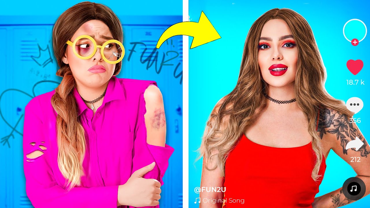 &iexcl;De NERD a POPULAR! Cambio de imagen total con hacks virales y gadgets de TikTok por FUN2U