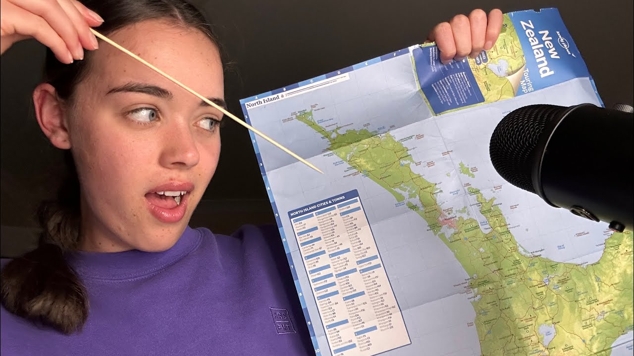 ASMR New Zealand Map tracing + over explaining 🧠🇳🇿🌱