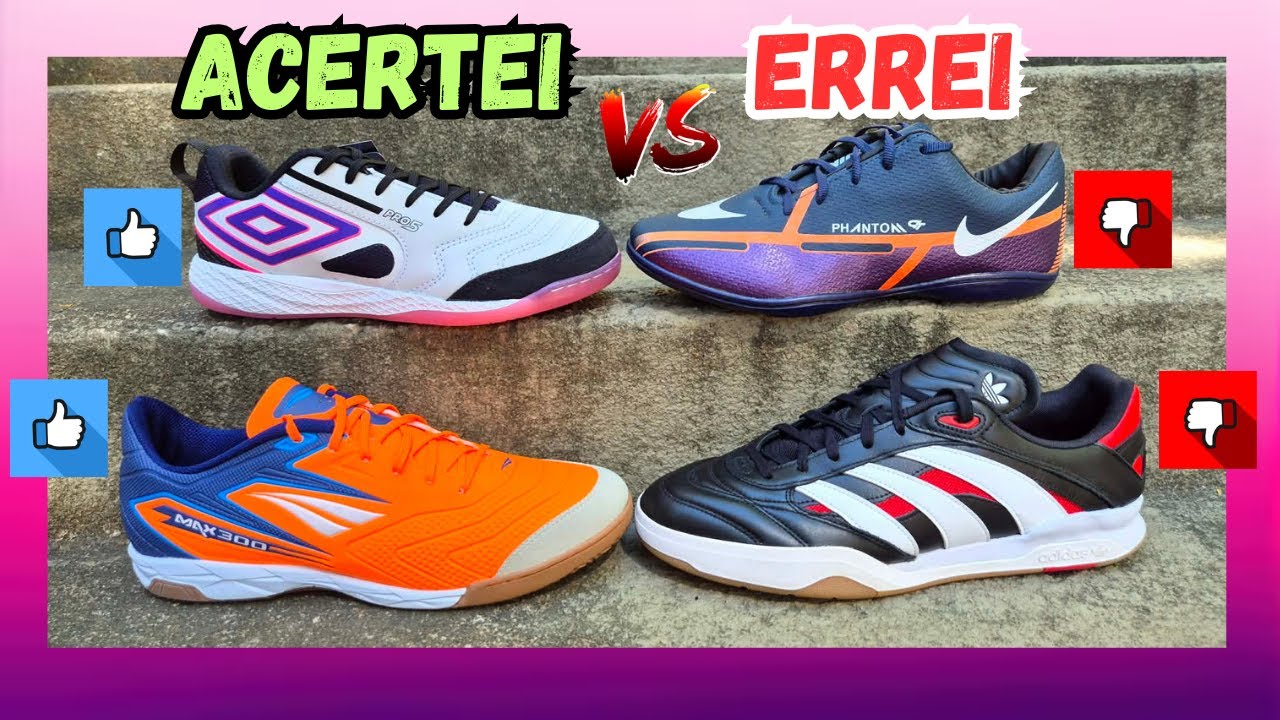 5 CHUTEIRAS DE FUTSAL QUE NÃO GOSTEI👎😰 E 5 CHUTEIRAS DE FUTSAL QUE GOSTEI👍😍 DICAS FUTSAL CONFERE AI