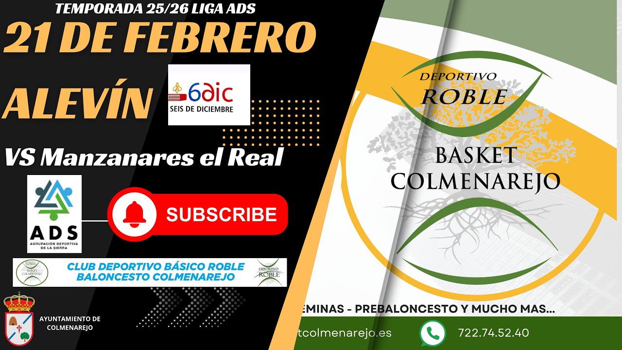 ADS Alevín 6 de Diciembre Colmenarejo Vs Manzanares el Real  #ligaads #colmenarejo #cdbroble