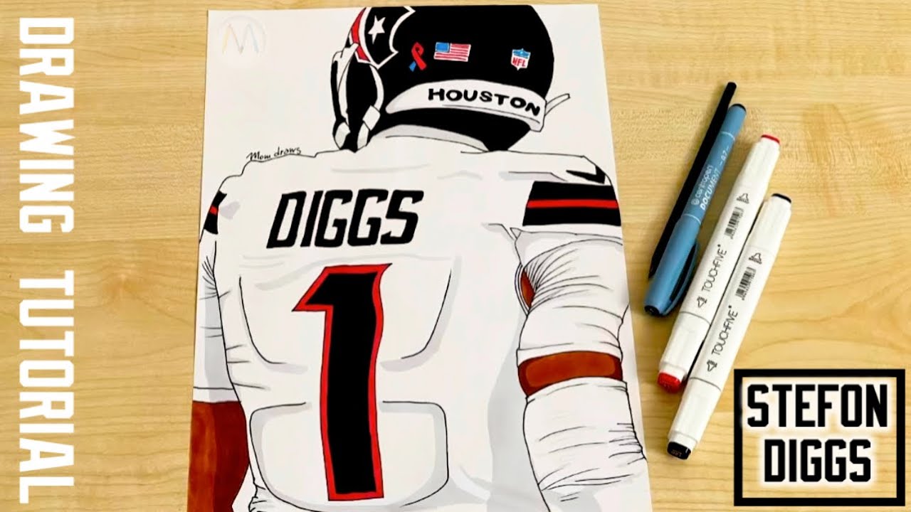 How to draw NFL player of the Houston Texans / How to draw Stefon Diggs