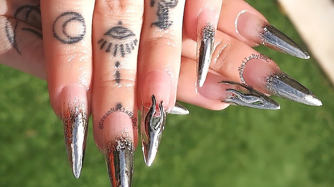 How to: apres gel x extensions | chrome flames | flame nail art | #chromenails