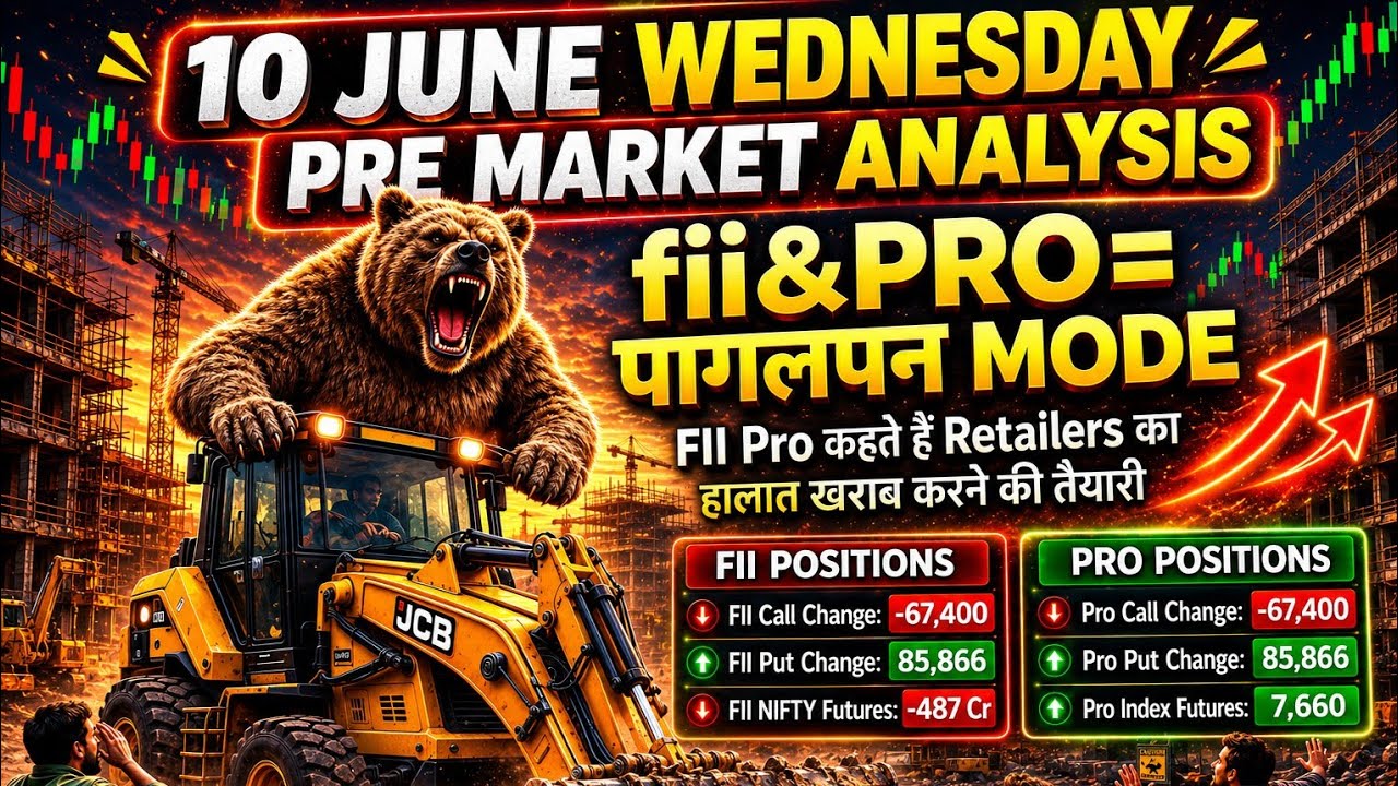 Pre Market Analysis & Report | Nifty, Bank Nifty, Sensex Analysis | FII DII & F&O Data | 10 June