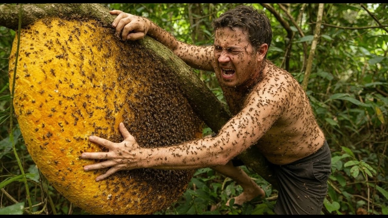 BEE SWARM ATTACK! Extreme Wild Honey Harvest at Dangerous Heights