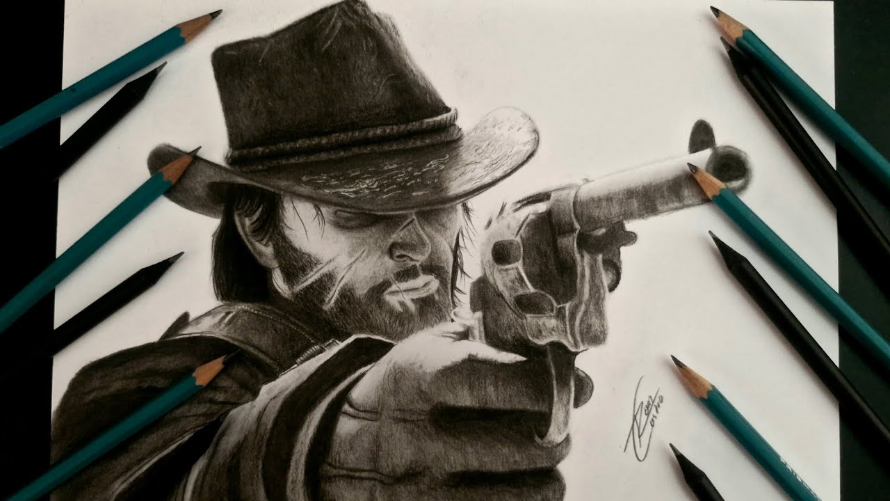 John Marston ( Red Dead Redemption 2 ), Drawing, Dibujo Realista Lapiz Carbon. #drawing #viralvideo 