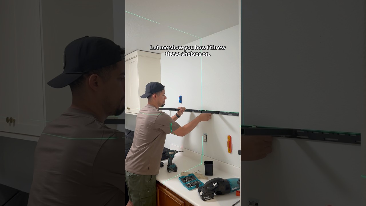Shelf install using hollow core brackets. #shelf #shelving #shelves #floatingshelves #diy