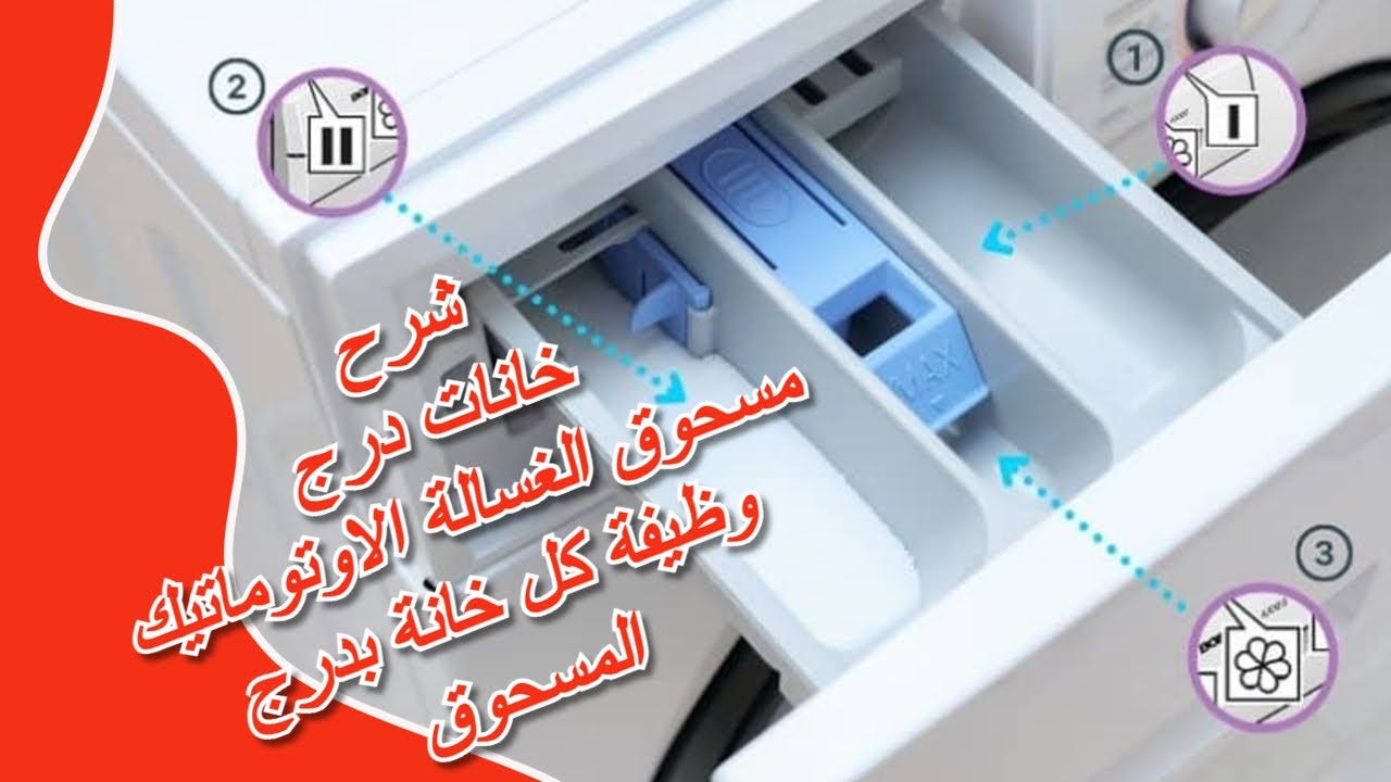 شرح خانات درج مسحوق الغسالة الاوتوماتيك ووظيفة كل خانة بدرج المسحوق