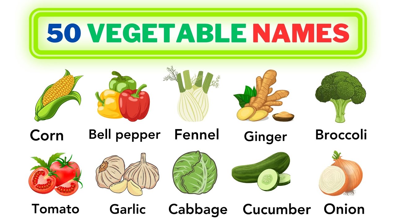 Vegetables Vocabulary | 50 Vegetable Names in English With Pictures | Name of Vegetables in English