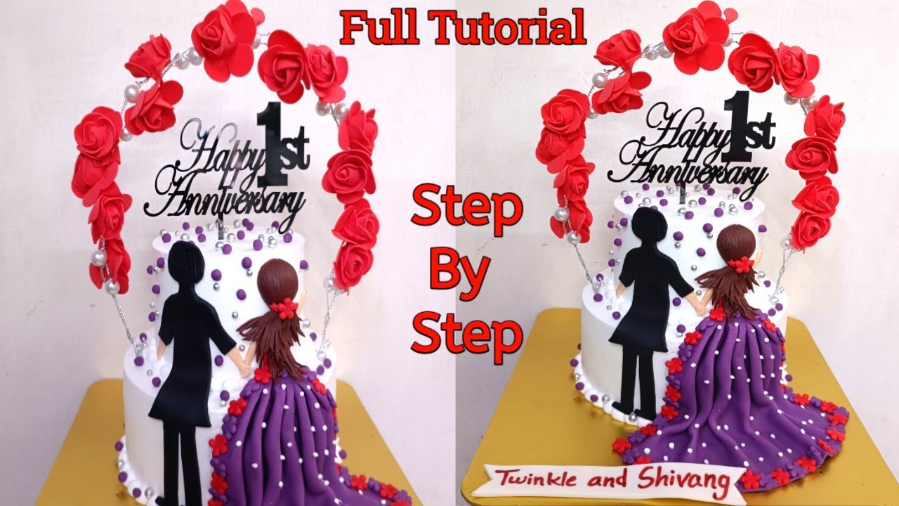 Couple Theme 1st Wedding Anniversary Cake Design | Anniversary Cake | Romantic Anniversary Cake