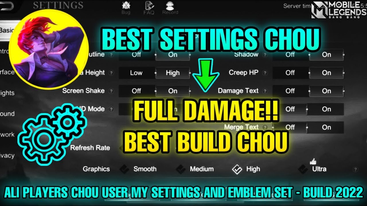 BEST SETTINGS CHOU 2022 FOR FULL ONESHOT DAMAGE!! | ALL PLAYER CHOU LIKE USERS NEW SEASON 26 - MLBB
