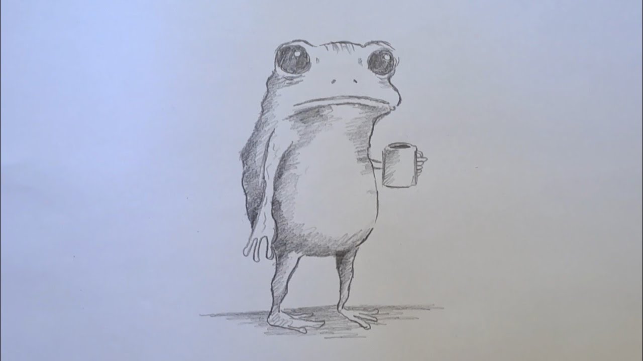 Cómo dibujar una Rana tomando Café - dibujo paso a paso