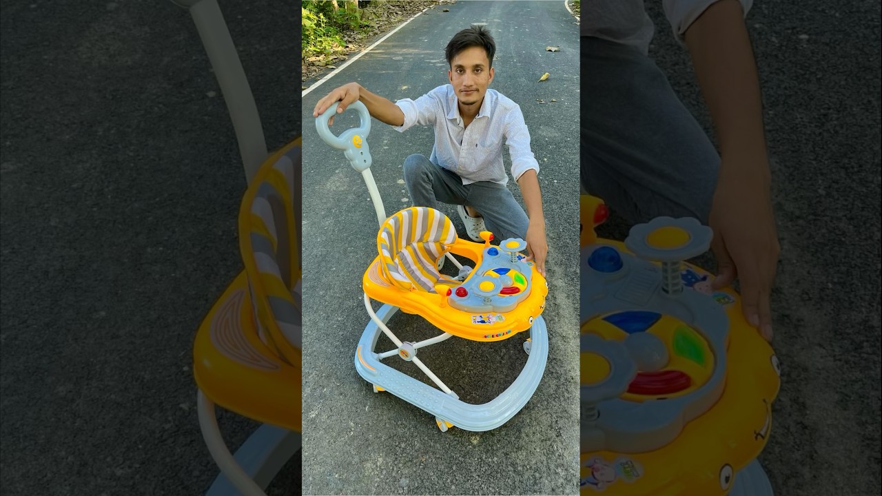 Baby Walker Yellow Set, Height Adjustable Walker Kit Unboxing 🔥