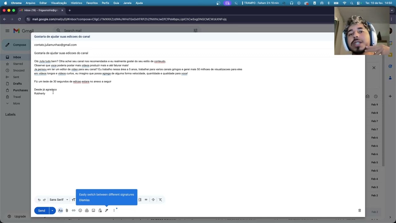 como montar um email para cliente de edicao