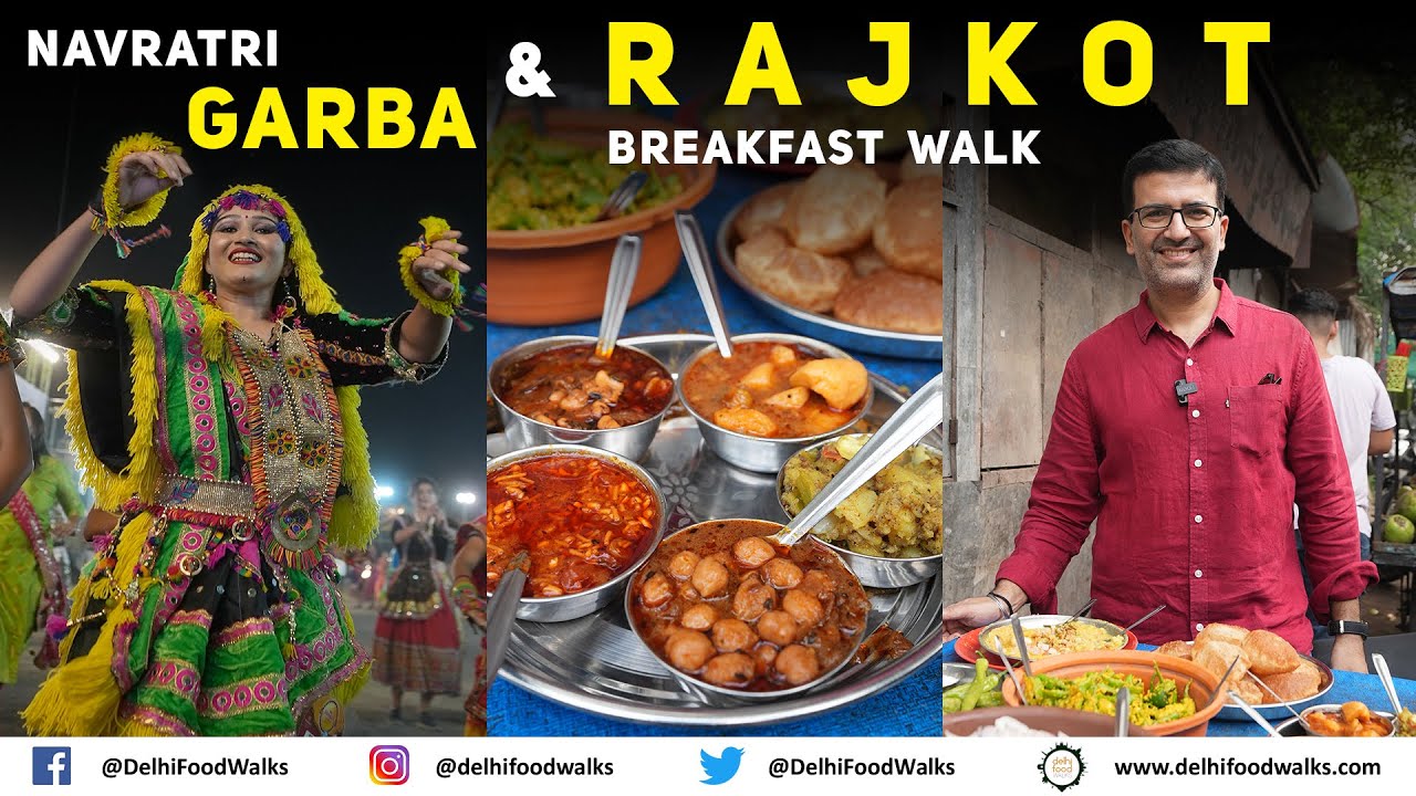 BEST Navratri Garba & RAJKOT Breakfast Walk I Chai & Mava I Poori & Kathiawari Shaak, Penda, Thabdi