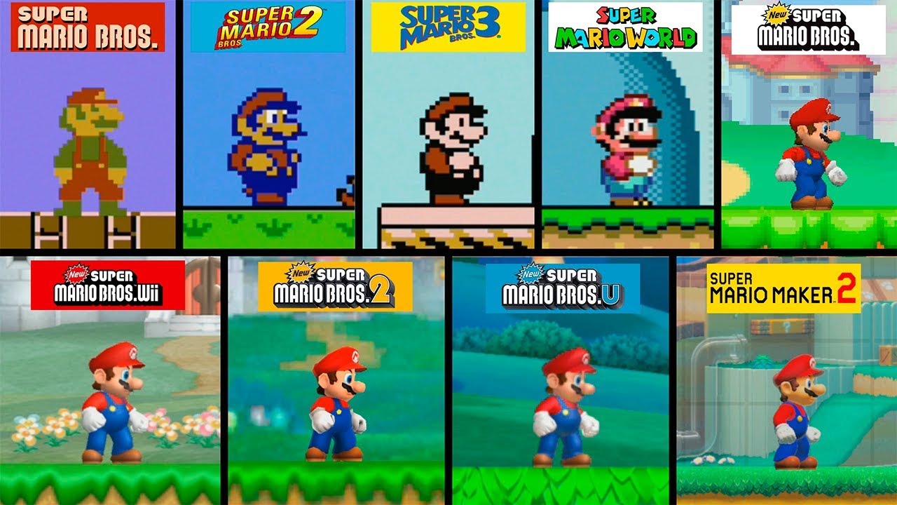 Super Mario Bros | 2D Graphics Evolution | HD Models | 1983 - 2019