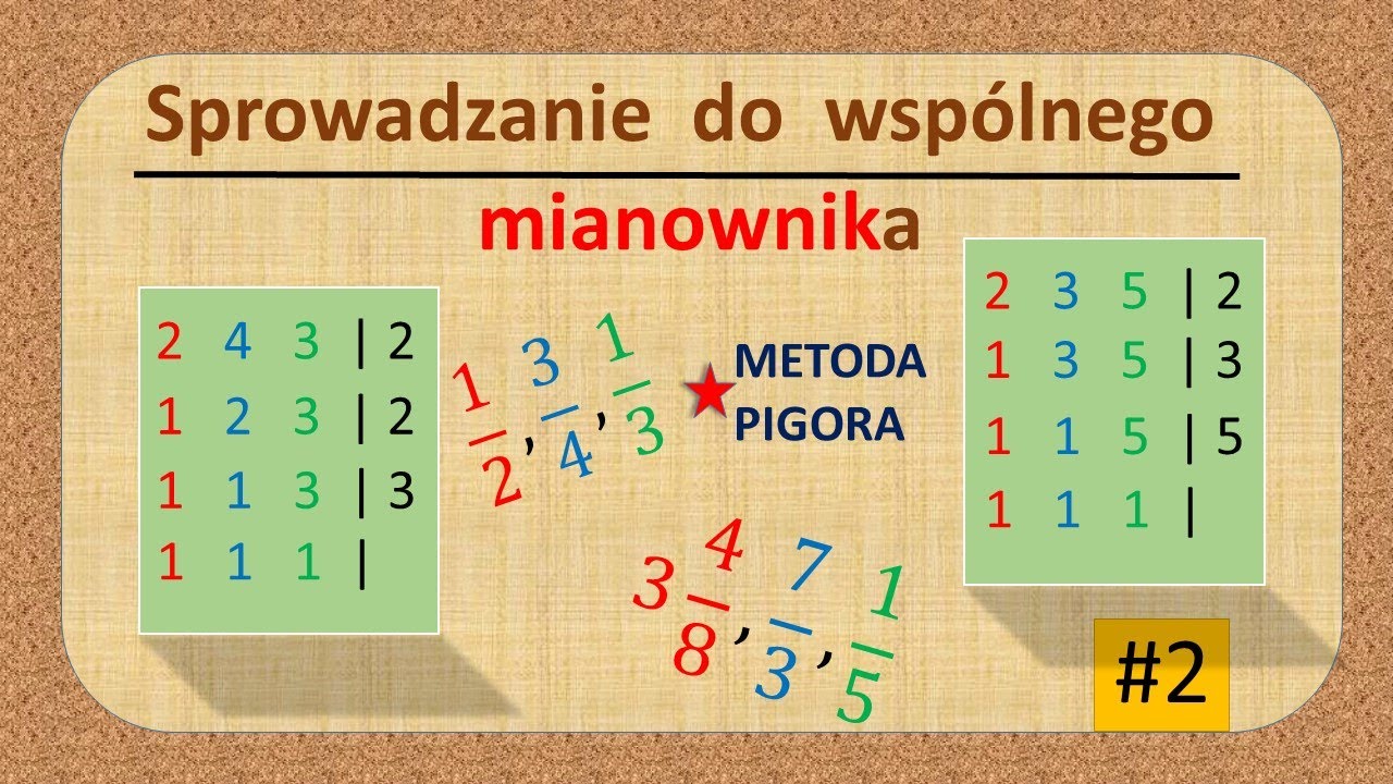 Sprowadzanie do wspólnego mianownika - metoda pigora NWW