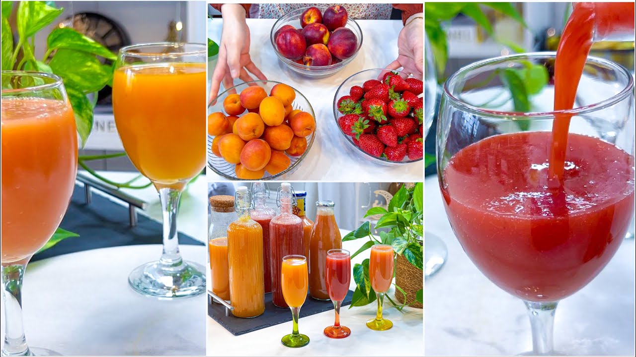 لأول مرة سر عصير الفراولة 🍓 🍹 و عصير الخوخ و المشمش الصناعي في البيت 🍑🍑🍹🍹