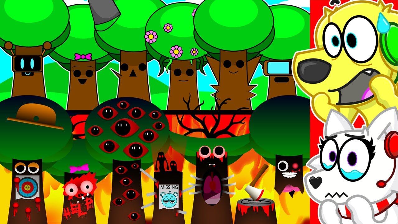 Sprunki MR TREE FAMILY got SCARY..