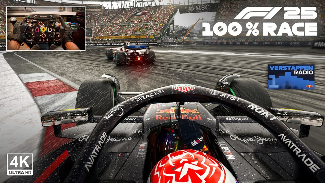 Max Verstappen's Red Bull Racing RB21 - 2025 Mexican GP 100% Race | F1 25 Steering Wheel Gameplay
