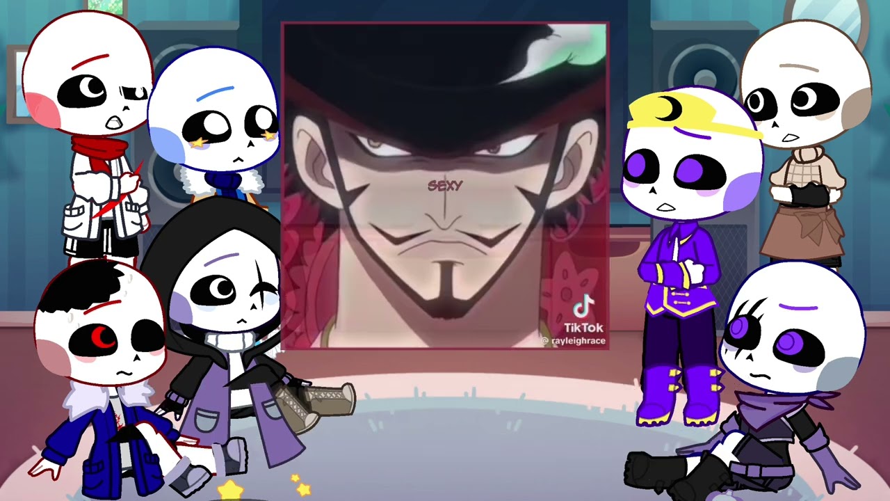 Sans aus react to mihawk | Onepiece | Strawhat | luffy | y/n | Gacha life 2