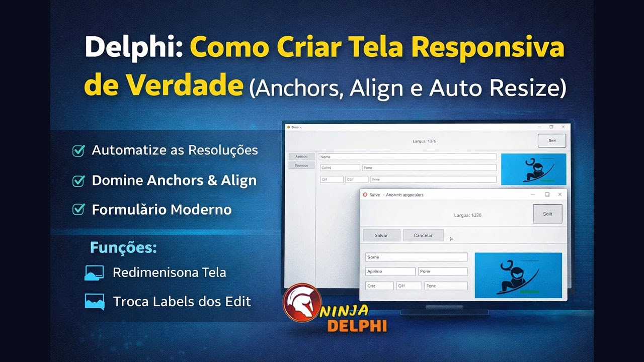Como Criar Tela Responsiva de Verdade(Anchors, Align e Auto Resize) #delphi #programming #developer