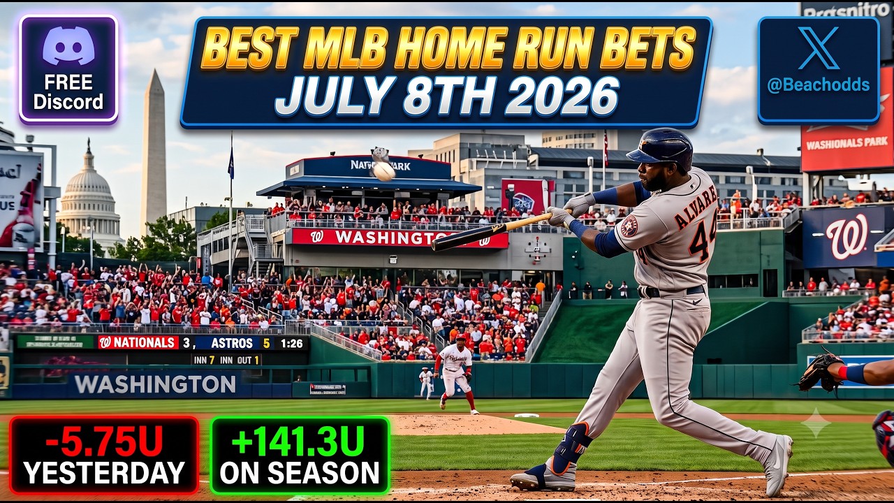 ⚾️ Лучшие ставки на хоум-раны в МЛБ | Среда, 8 июля 2026 г. | БЕСПЛАТНЫЕ прогнозы на хоум-раны #х...