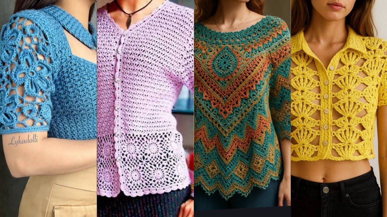 New Stylish elegant crochet handknit blouse top pattern designs ideas for women 2026