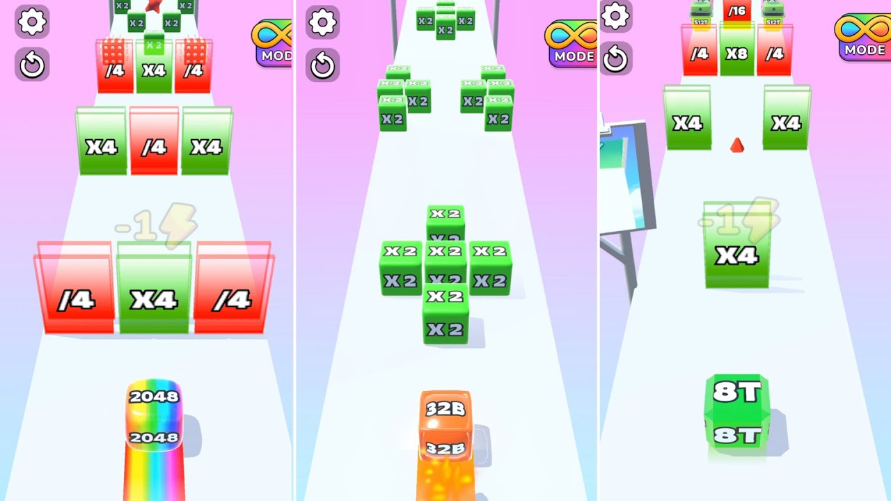 Jelly Run 2048 ULTIMATE Gameplay | 3 Shape Play Showdown! | 64B vs 64Q vs 2048e Race