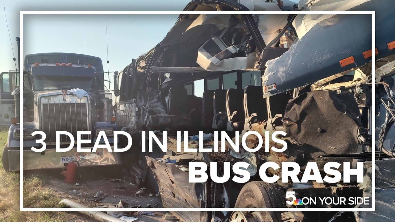 Eyewitness video shows destruction after Greyhound bus crashes into tractor-trailers in Illinois