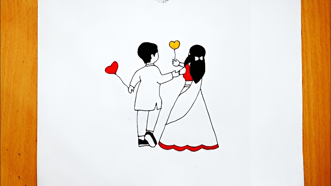 Boy and Girl Love Drawing ❤️ Simple and Cute Sketch